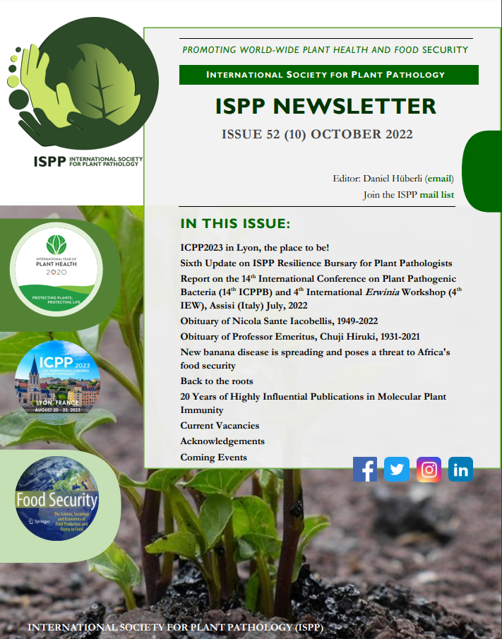 Strona tytułowa Newslettera ISPP. Spis treści, na tle zdjęcia rosnących w polu roślin